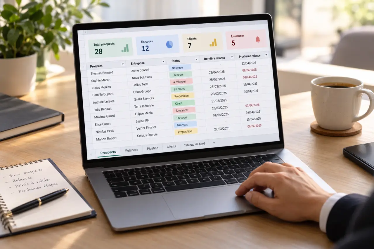 CRM Excel : 5 onglets pour suivre vos prospects sans oublier les relances