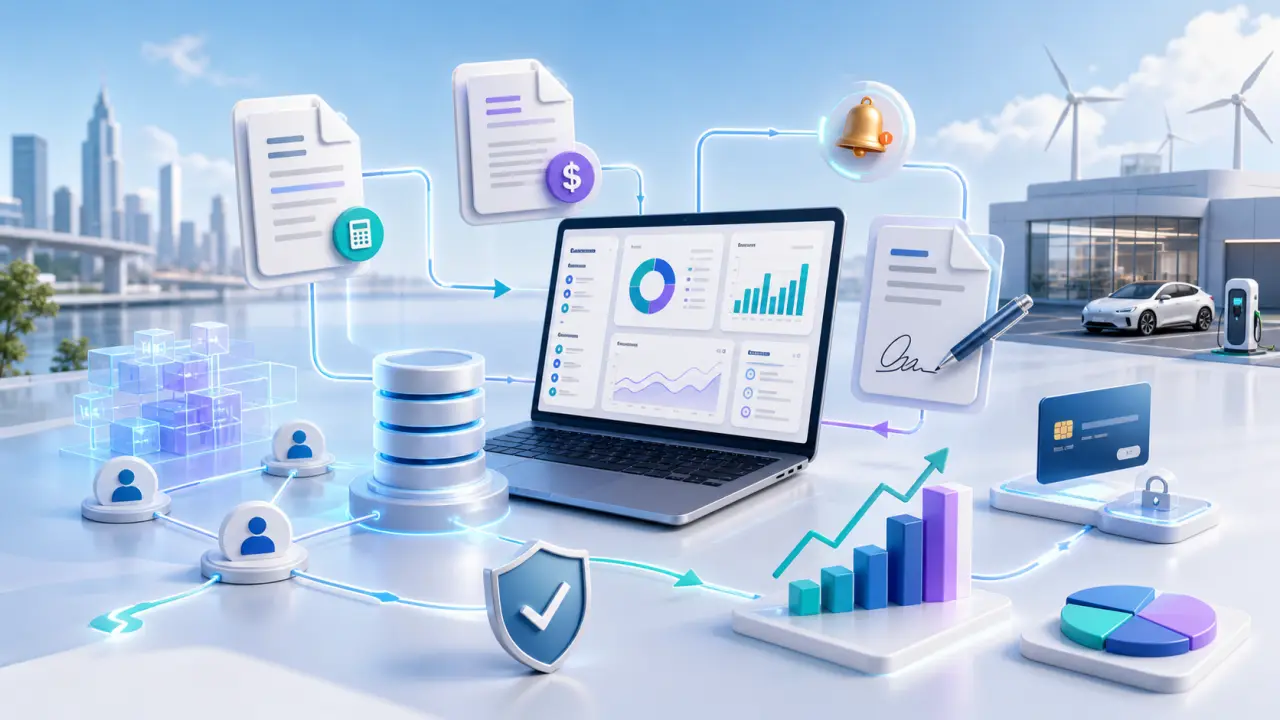 Interface logicielle moderne pour centraliser devis, factures et relances