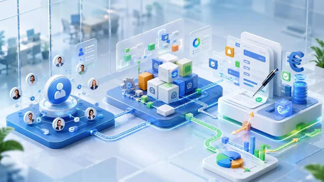 Interface logicielle moderne avec graphiques de croissance et connexions réseau